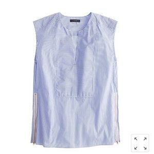 J.Crew Striped Crepe Top Blouse in True Blue